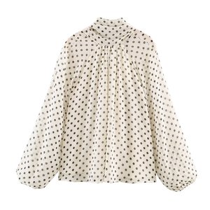TAOP&ZA 2026 Nuova Collezione Invernale Camicia da Donna <span class=keywords><strong>a</strong></span> <span class=keywords><strong>Pois</strong></span> con Collo Alto, Maniche Lunghe Semi-Trasparenti e Fiocco Decorativo 2075103 - Product Image 3
