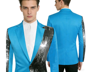Nouveau Blazer <span class=keywords><strong>Homme</strong></span> 2026 Col V à Paillettes, Simple Boutonnage, Patchwork Respirant, pour Soirée, Cérémonie ou Costume de Scène - Product Image 3