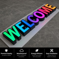 Lettres en relief LED RGB personnalisées, enseigne 3D illuminée à changement de couleur, étanche pour extérieur, enseigne pour commerce, devanture de magasin