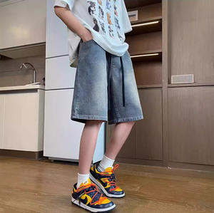 Summer New American Style Reversible <b>Bamboo</b> <b>Fiber</b> Denim Shorts Men Thin Design Niche Loose Fit Plus Size Sports Casual - Product Image 2