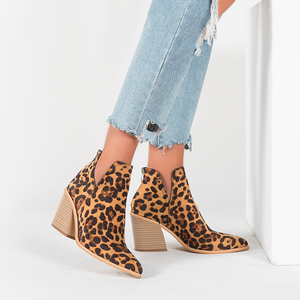 Stivali Personalizzati con Stampa Leopardata, Tacco Alto, Stivali alla Moda con Tacco Grosso, Punta Affusolata, Cerniera, Stivaletti <span class=keywords><strong>Nude</strong></span> per Donne - Product Image 3