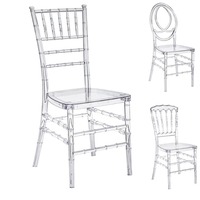 Vente en gros chaise Chiavari claire transparente blanche en plastique acrylique résine empilable chaise de mariage Napoléon