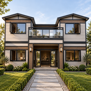 Villa moderne à deux étages en panneaux sandwich préfabriqués, maison de luxe avec balcon en verre - Product Image 1