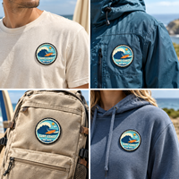 Patch en caoutchouc PVC gaufré 3D écologique, motif planche de surf vague de la côte, imperméable, avec fermeture auto-agrippante, pour sac à dos de surf et casquette