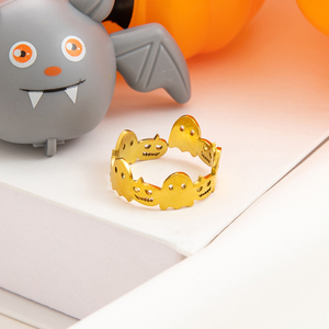 Halloween Pumpkinhead fantasma oro placcato in acciaio inossidabile 18K anello aperto gioielli di moda - Product Image 5