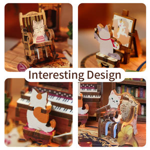 <span class=keywords><strong>Boîte</strong></span> à musique rotative <span class=keywords><strong>en</strong></span> <span class=keywords><strong>bois</strong></span> 3D, thème chat adorable, classique et tendance, pour souvenirs touristiques et coffrets cadeaux - Product Image 3