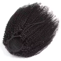 Extensions de cheveux naturels bruts vietnamiens 4C, queues de cheval vierges, cheveux humains 4B Afro crépus bouclés, avec cordon de serrage, double épaisseur
