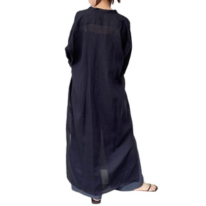 OEM personalizzato <span class=keywords><strong>con</strong></span> bottone e collo alto in cotone <span class=keywords><strong>con</strong></span> <span class=keywords><strong>spacco</strong></span> <span class=keywords><strong>laterale</strong></span> Maxi abito Casual a maniche lunghe a forma larga per le vacanze delle donne - Product Image 3