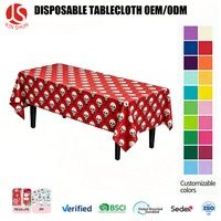 Nappe de table moderne à motif joyeux rouge pour Halloween, en PEVA, jetable, imperméable, écologique, en plastique, pour thème d'horreur