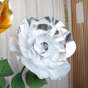 Metallic Shiny Artificial Rose Large Faux Fake Rose Flower <b>Wedding</b> Aisle Road Lead Mall Window Display Photography <b>Prop</b> Decor - Product Image 6