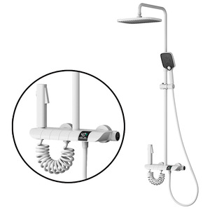 Moderno cromo lluvia bañera ducha <span class=keywords><strong>Torre</strong></span> conjunto termostático latón Jet suave pausa clásico cuadrado baño pared cascada grifo - Product Image 2