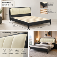 Cadre de lit moderne en bois et cuir au design simple pour chambre à coucher – Cadre de lit de luxe classique