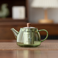 Théière en verre borosilicate soufflé à la main, transparente et colorée, 230 ml (8 oz), compatible avec les plaques de cuisson, avec infuseur en acier inoxydable
