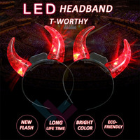 Serre-tête lumineux LED en forme de cornes de démon, clignotant, pour Halloween, accessoire de fête, prix d'usine