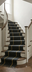 Tapis de couloir en laine noire et jute fait main, minimaliste, rayé, pour entrée, salon, chambre, décoration de sol rustique pour la maison - Product Image 5
