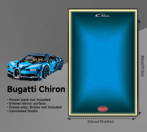 Vitrine murale en acrylique pour modèle de voiture <span class=keywords><strong>Bugatti</strong></span> <span class=keywords><strong>Chiron</strong></span> en blocs de construction 80x50cm, cadre miroir uniquement - Product Image 4