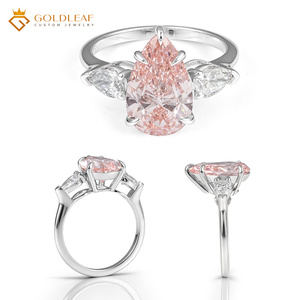 Goldleaf Jewelry Women's Custom Trendy <b>Fine</b> 1CT 2CT 3CT Pear Cut Lab Grown Diamond 925 Sterling Silver Wedding <b>Ring</b> IGI Report - Product Image 1