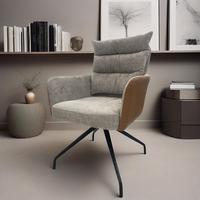 Chaise de salle à manger en tissu de coton de style italien, luxe léger, dossier pivotant, pieds en métal - Design minimaliste moderne pour la maison et le bureau