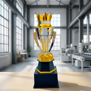 Royal Crown Trophy Metal Award Cup With Gold Base And Silver Body For <b>Cricket</b> <b>Equipments</b> - Product Image 2