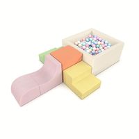 Ensemble de jeu modulaire 5 pièces en mousse souple pour enfants, canapé de jeu en velours côtelé, ensemble d'activités intérieures avec fosse à balles pour 4-6 ans