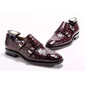 Scarpe eleganti con cinturino monk in vera pelle di coccodrillo popolare - Product Image 4