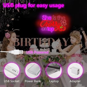 She's Cherry on Top Enseigne au néon pour décoration murale Décorations de fête Cherry Enseigne au néon <span class=keywords><strong>Led</strong></span> Dimmable Custom Neon Lights - Product Image 5