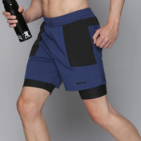 Shorts de sport 2-en-1 personnalisables avec logo, doublure technique haute performance, pour la fabrication sur mesure