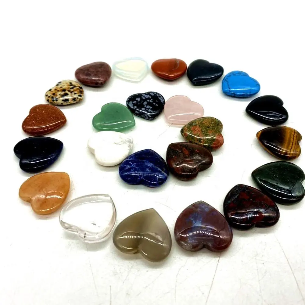 Atacado natural cristal de coração em forma de coração, semi-precioso cura pedras folk artesanato materiais misturados quartzo cristal coração