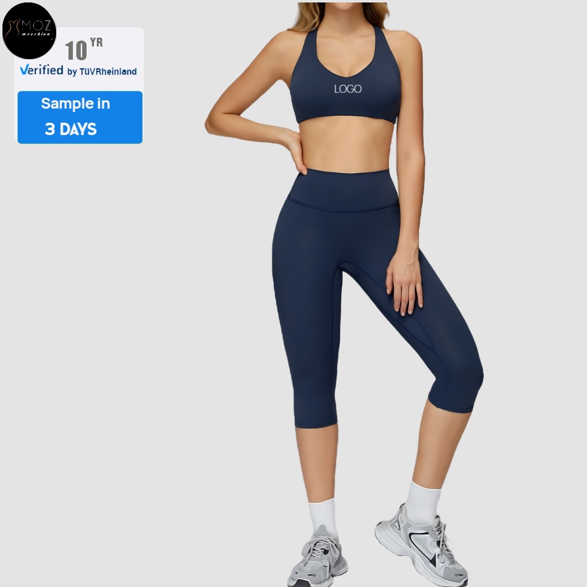 Women's Solid Brushed 7/8 Activewear Set-Sculpting Sports Bra & High Waist Leggings (Spandex/Nylon) for Running Yoga Pilates