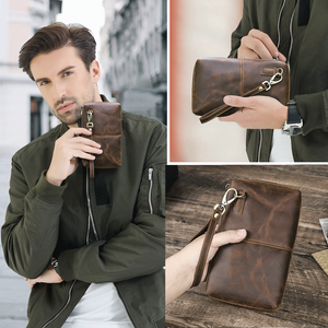 กระเป๋าคลัทช์หนังวินเทจลาย <span class=keywords><strong>Crazy</strong></span> Horse สำหรับผู้ชาย พร้อมสายคล้องข้อมือ ขายส่งแบบดรอปชิป ป้องกัน RFID - Product Image 6