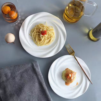 Keramik-Essteller Mikrowellengeeignet Rund Glasiert Minimalistisches Design Moderner Stil Reinweiß Hochwertiges Hotel-Restaurant-Geschirr