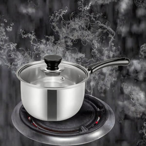 10 피스 클래식 디자인 스테인레스 스틸 조리기구 세트 검은 유리 뚜껑 수프 냄비와 팬이있는 빨간색 주방 냄비 - Product Image 3