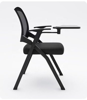 Chaise de formation pliable avec tablette d'écriture, chaise de conférence à dossier, chaise de bureau mobile à roulettes, chaise de négociation