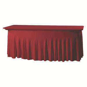 Faldas de mesa de boda con volantes blancos modernos, cubierta de mesa elástica de Spandex, uso de banquete para restaurante en casa, mantel elástico - Product Image 6