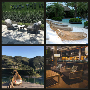 Silla de ratán de aluminio resistente al agua y mesa de metal al aire libre combinación de tres piezas para patio jardín B & B Hotel o cafetería - Product Image 2
