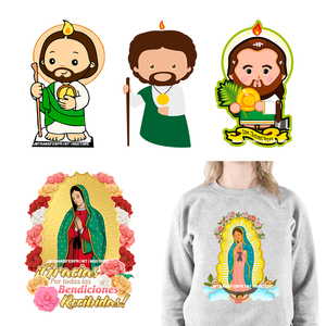 Calcomanías Lavables de <span class=keywords><strong>San</strong></span> <span class=keywords><strong>Judas</strong></span> <span class=keywords><strong>Tadeo</strong></span>, Cultura Latina Mexicana, Madre Mia, Nuestra Señora de Guadalupe, Transferencias DTF, Pegatinas <span class=keywords><strong>para</strong></span> Ropa y Bolsas - Product Image 1