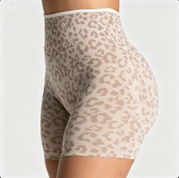 Shorts Deportivos de Cintura Alta con Control de Abdomen, Elásticos, con Estampado de Leopardo, para Yoga, Gimnasio, Uso Diario, Transpirables, para Mujer