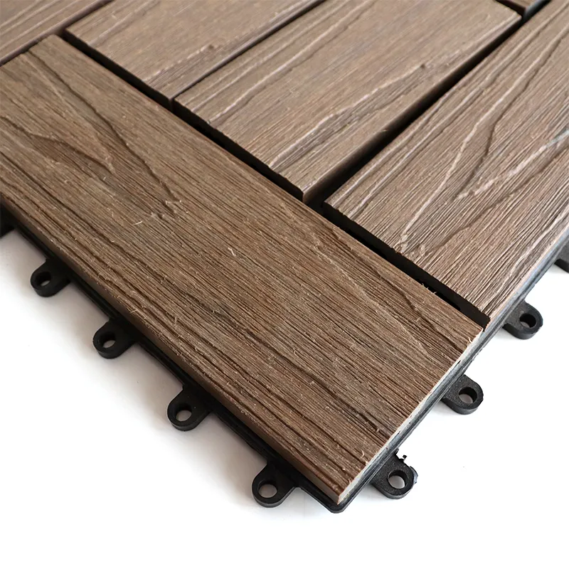 DIY Solid Type WPC Deck Anti Slip Composite Wood Tile Europe Flooring 3D Market Hot Outdoor Grain Embossing Waterproof Modern