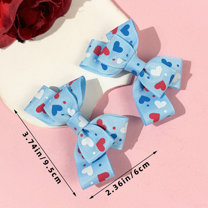 El Yapımı Kalp Baskılı Fiyonk Tokalar-Polyester Malzeme Karışımı Bebek Mavisi/Beyaz/Krem/Pembe Renkli Kalpler Sevimli Saç Aksesuarları Seti - Product Image 3