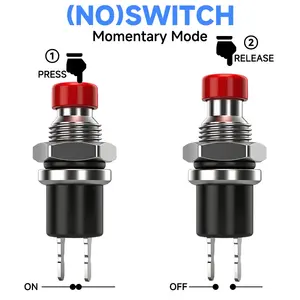 Mini 5mm 7mm 10mm Selbstrückstellender Druckknopfschalter Hochkopf Kleiner Kunststoff 2-polig 1NO 1NC IP65 3A/125V 1A/250V Elektronisch Rot - Product Image 4