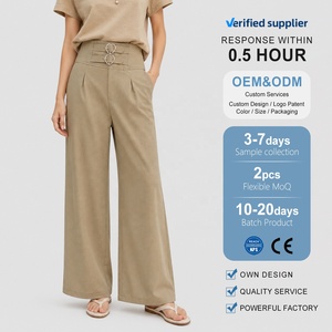Khaki Wide Leg <strong>Suit</strong> Pants Women High Waisted Heart Buckle Detail Elegant Career <strong>Trousers</strong> Chic Pantalon Femme - Product Image 2