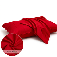 Housse de coussin enveloppante en microfibre brossée unie, douce, taille standard, pour hôtel et gîte, vente en gros