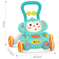 Jouets multifonctionnels singe et éléphant de dessin animé à vitesse réglable, trotteur en plastique unisexe pour bébé avec musique pour enfants