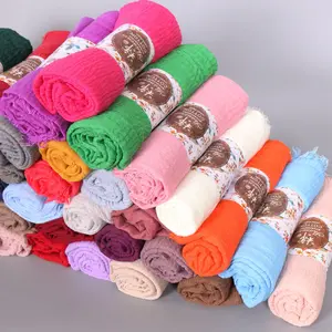 Lenço Hijab de algodão de cor sólida Hijab de viscose Hijab de algodão Voile para mulheres