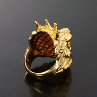 Bague Lion Hip Hop pour Homme en Or Plaqué Or 18 carats avec Zircone Cubique Glacée, Design Simple en Gros