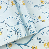 Papier peint non tissé de style européen avec motifs floraux, branches, feuilles et fleurs éclaboussées d'encre, anti-moisissure, pour salon et chambre à coucher