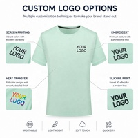 T-shirt Homme Personnalisé avec Logo en Soie Glacée Respirant Séchage Rapide Vert Menthe – Idéal pour la Gym et le Sport – Personnalisation en Gros