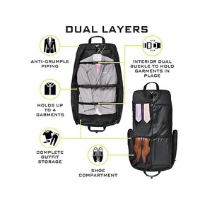 Sac de transport pour costumes haut de gamme - Suspend 4 costumes - Idéal pour les voyages et les affaires avec bandoulière et <span class=keywords><strong>compartiment</strong></span> pour ordinateur portable - Product Image 6