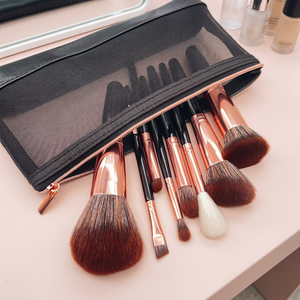 Ensemble de 8 pinceaux de maquillage à manche court, synthétiques, pour fond de teint, estompage, blush, fard à paupières, kit de pinceaux de beauté portable - Product Image 6