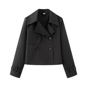 Nueva moda <span class=keywords><strong>de</strong></span> otoño para <span class=keywords><strong>mujer</strong></span>, cortavientos corto Retro <span class=keywords><strong>de</strong></span> manga larga, abrigo informal ajustado con botones <span class=keywords><strong>de</strong></span> diseño Simple que combina con todo - Product Image 3